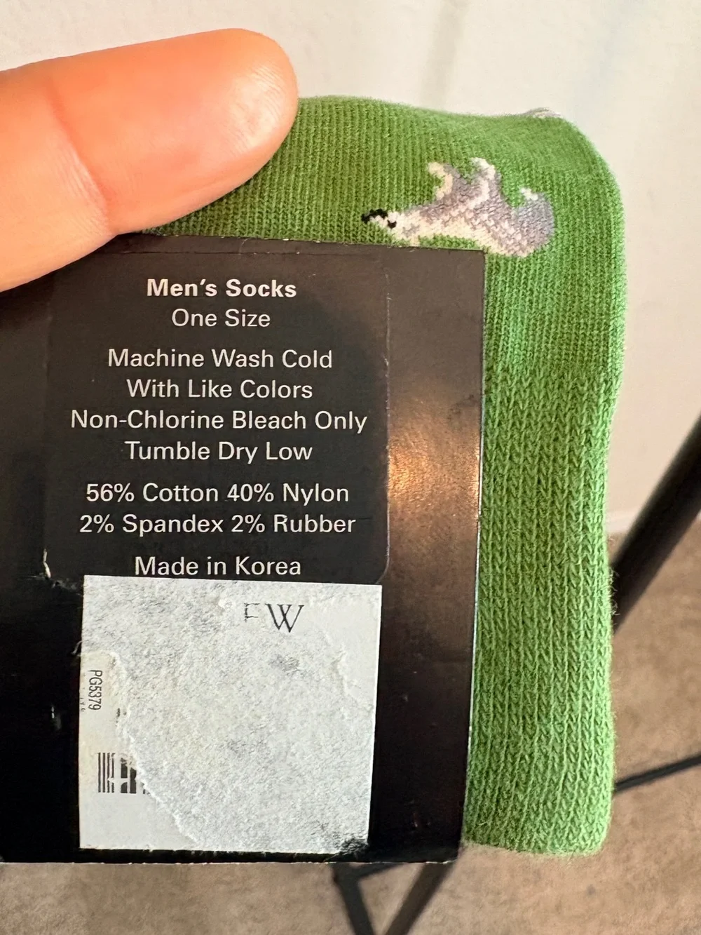 J. Crew Green Crew Socks with Gray Bear Motif